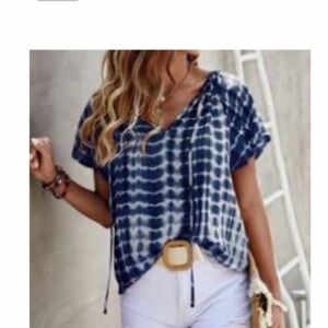 Blue Tie-Dye Women's Top, large new in package blouse